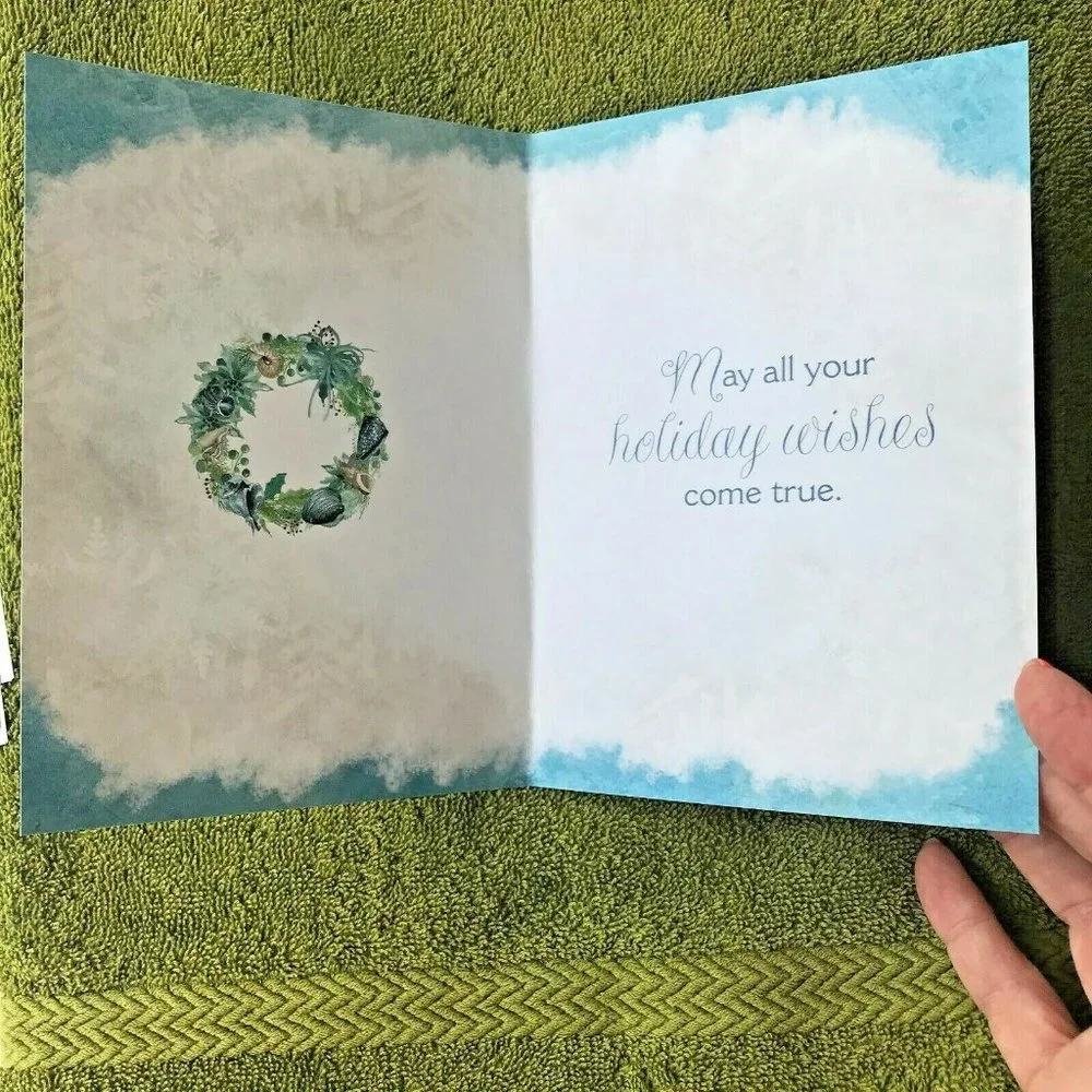 Carol Robinson Christmas Wreath Cards Sea Greetings Set of 2 New with En…